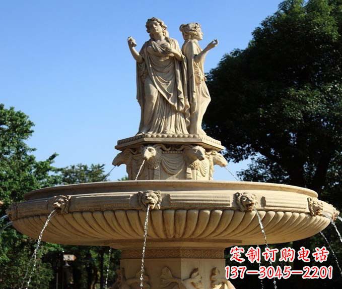 温州园林景观西方人物喷泉石雕
