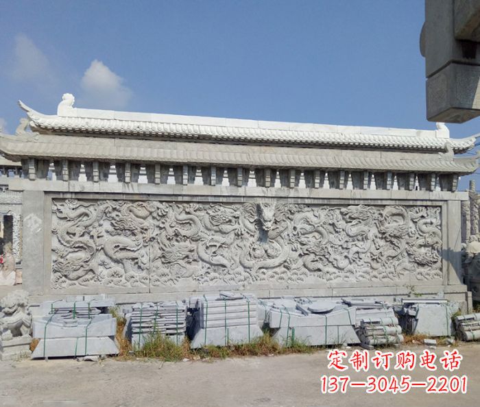 温州园林九龙壁石雕影壁 (3)