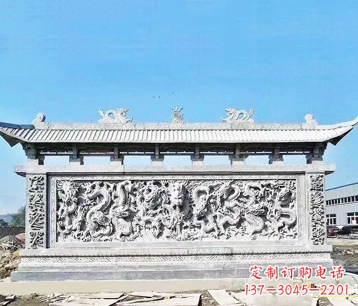 温州园林龙浮雕影壁墙景观石雕