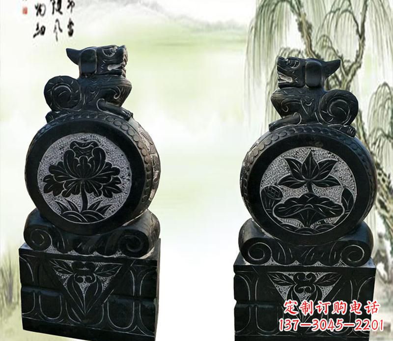 温州园林貔貅门墩石雕