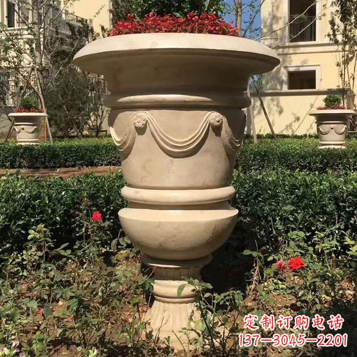 温州园林砂岩石雕花盆