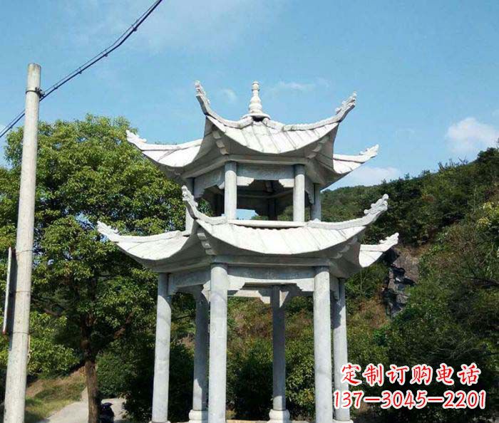 温州园林双层凉亭石雕