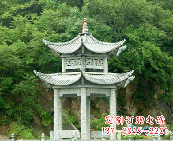 温州园林双层六角石凉亭景观石雕
