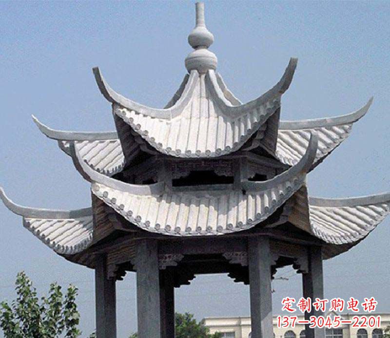 温州园林双层石凉亭景观石雕