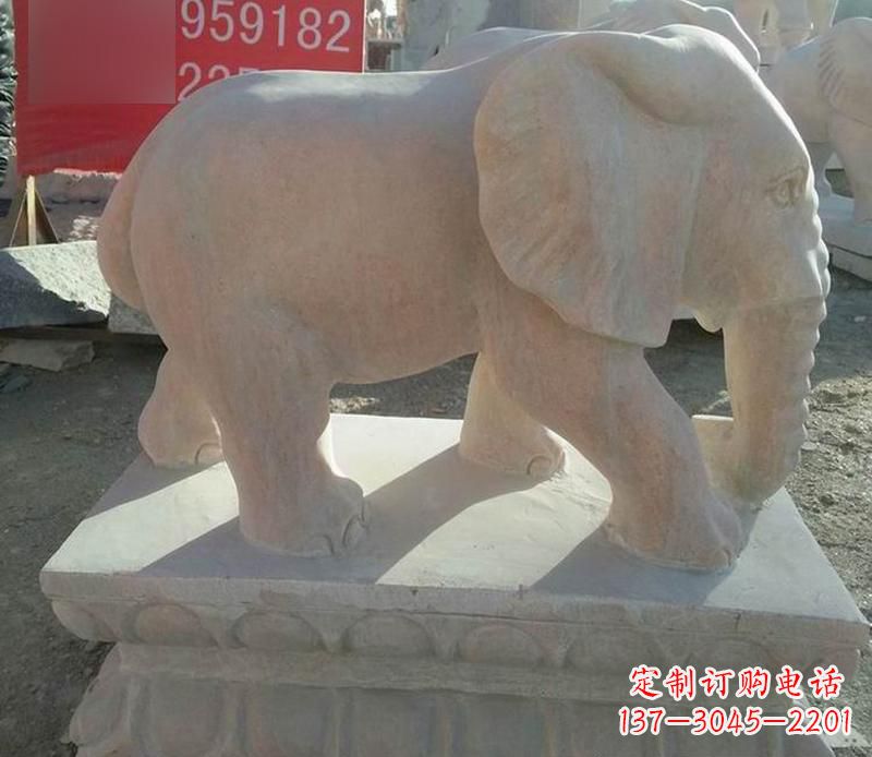 温州园林晚霞红大象雕塑
