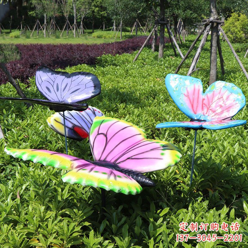 温州展翅的蝴蝶,公园草丛仿真动物装饰雕塑