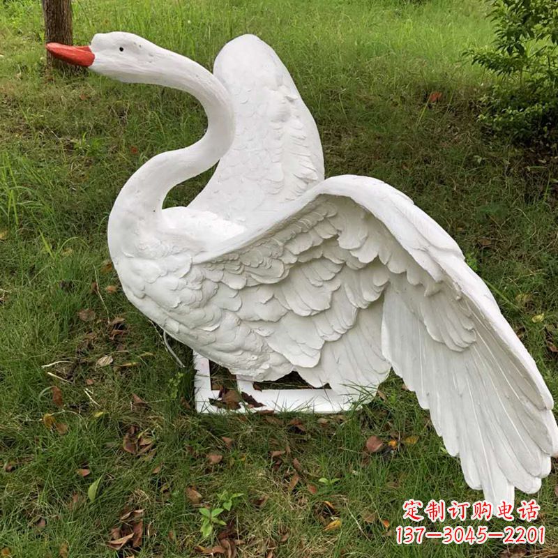 温州展翅飞翔白天鹅仿真发光动物雕塑