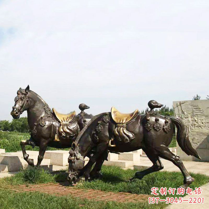 温州战马群公园景区动物情景雕塑