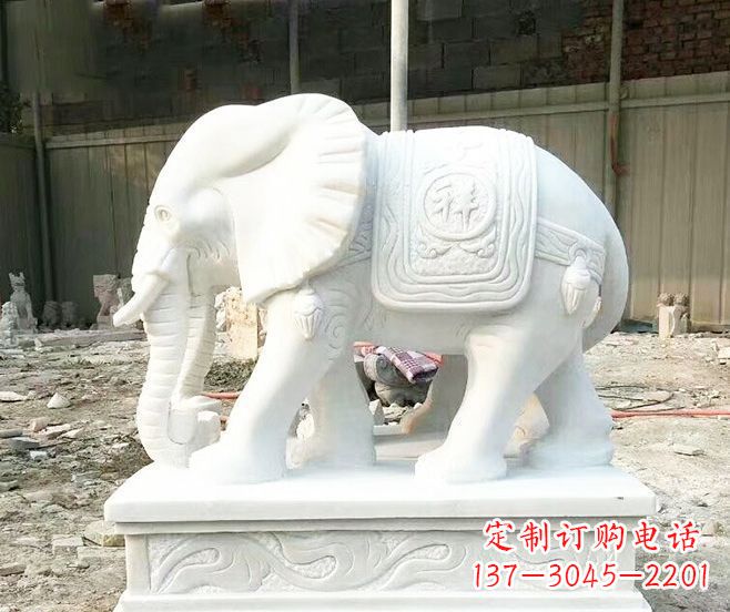温州招财动物汉白玉大象石雕 (3)