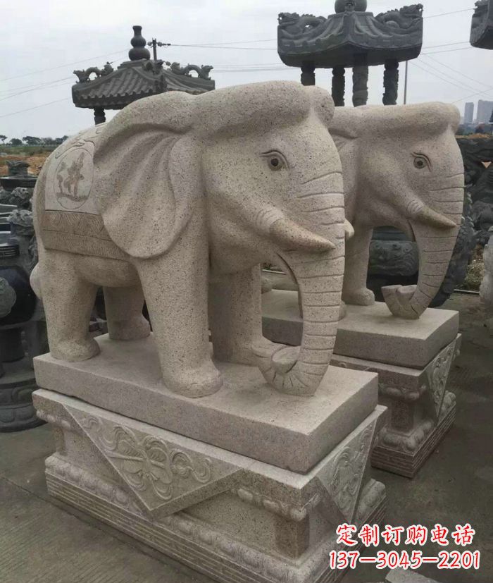 温州招财进宝大理石大象石雕