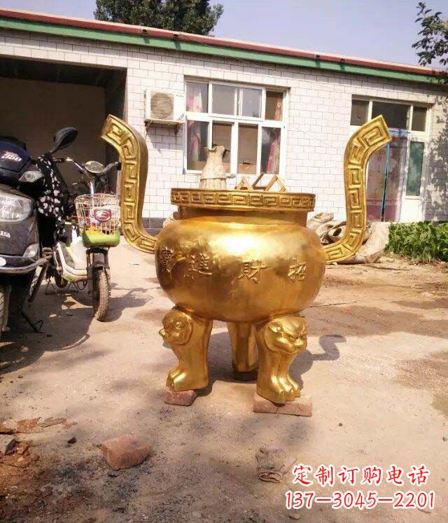 温州招财进宝香炉寺庙铜雕