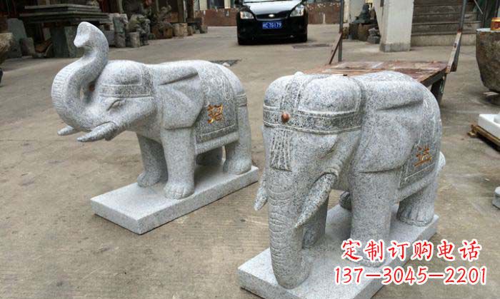 温州招财进宝芝麻灰大象石雕 (2)