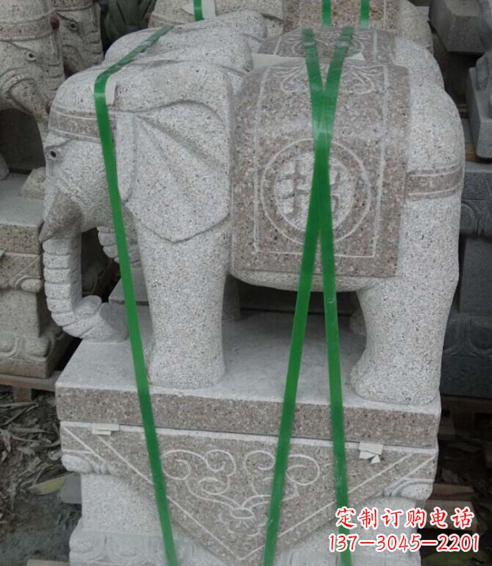 温州招财进宝芝麻灰大象石雕 (4)