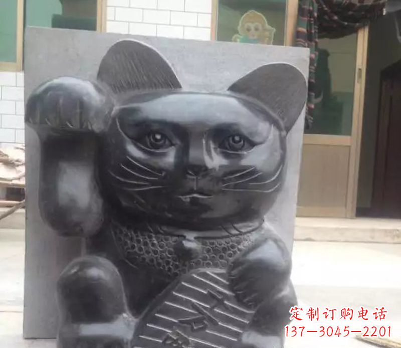 温州招财猫石雕卡通动物雕塑