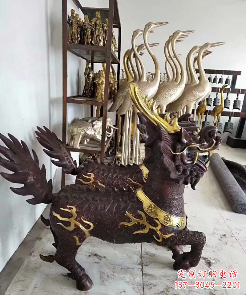 温州招财纳福麒麟铜雕