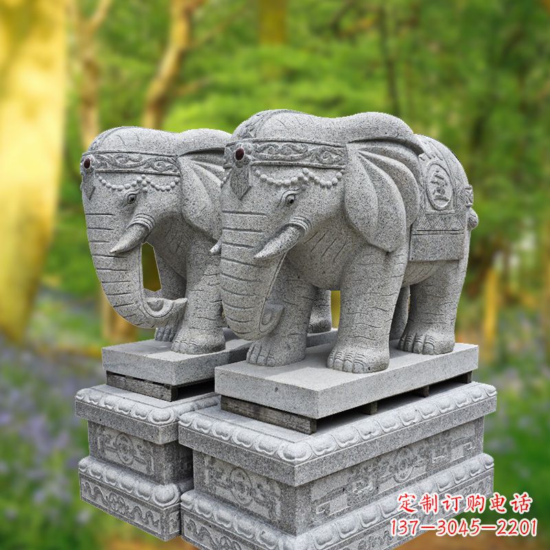 温州招财纳福石雕大象