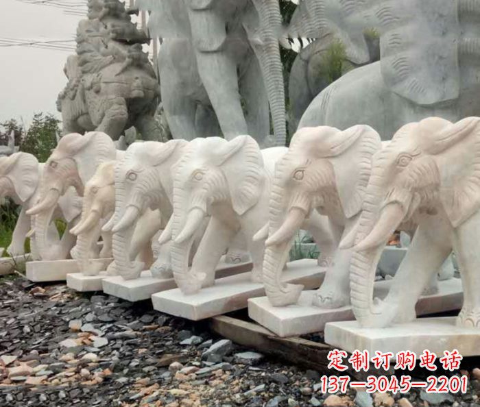 温州招财晚霞红大象石雕 (3)
