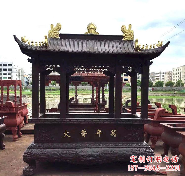 温州招财香炉铜雕