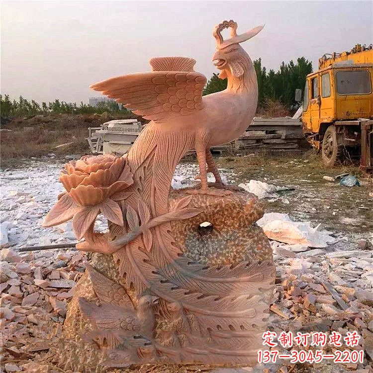 温州中国古代传说中的瑞鸟凤凰牡丹石雕