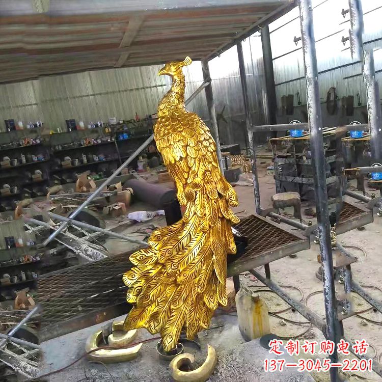 温州中国古代传说中的瑞鸟凤凰鎏金铜雕