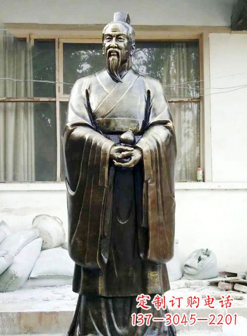 温州中国古代名医扁鹊铸铜雕像半身像