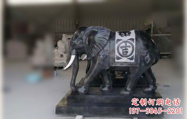 温州中国黑石材大象雕塑