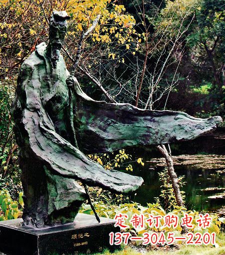 温州中国历史名人东晋杰出画家诗人顾恺之铜雕像