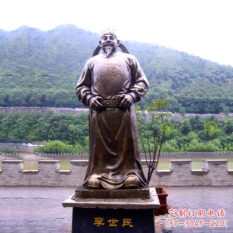温州中国历史名人唐初著名帝王李世民铸铜雕像