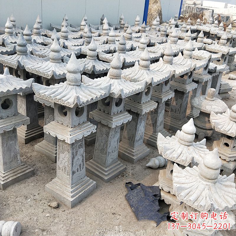 温州中式青石灯笼雕塑
