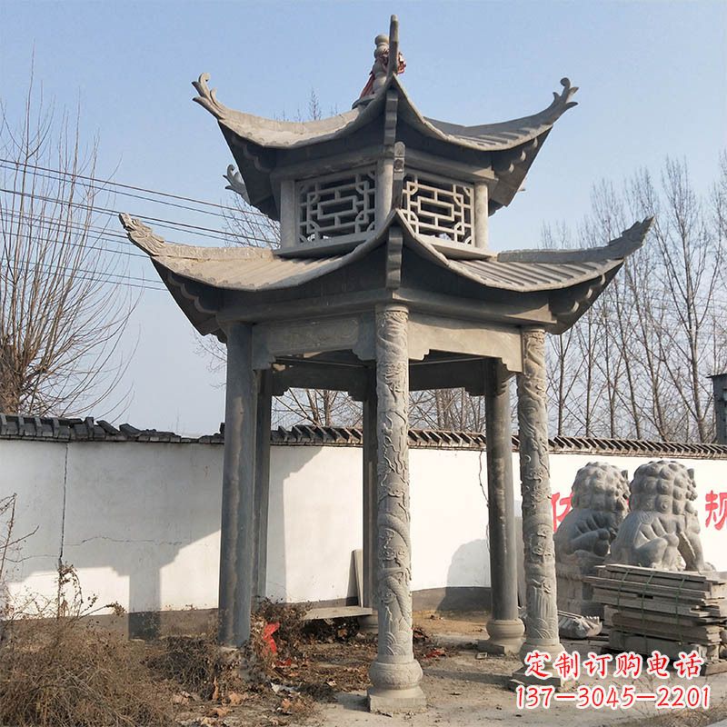 温州中式双层石雕凉亭