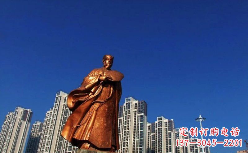 温州诸葛亮古代名人铜雕 (2)