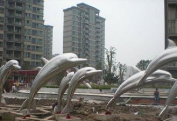 温州小区不锈钢跳跃海豚雕塑