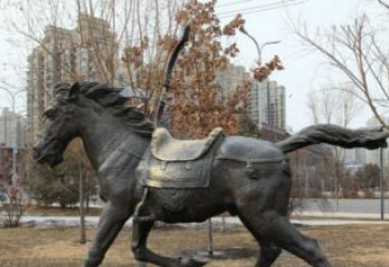 温州小区动物奔跑的马铜雕