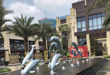 温州小区广场水景海豚雕塑