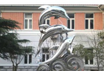 温州校园不锈钢海浪海豚雕塑