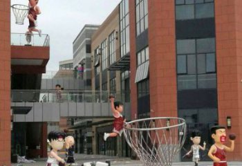 温州校园卡通人物打篮球雕塑
