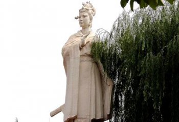 温州虞姬砂岩石雕-景区园林古代人物著名美女雕像
