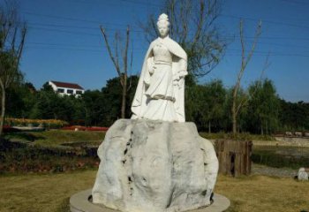 温州虞姬石雕塑-公园历史名人楚汉时期美女雕像