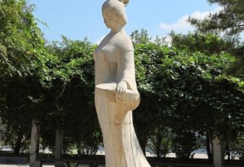 温州园林历史人物著名美女秦罗敷砂岩石雕塑像