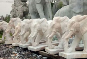 温州招财晚霞红大象石雕 (3)