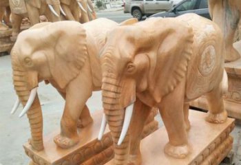 温州招财晚霞红大象石雕