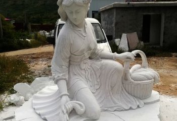 温州中国古代四大美女之西施汉白玉石雕塑