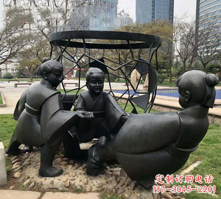 温州铸铜公园司马光砸缸儿童雕塑