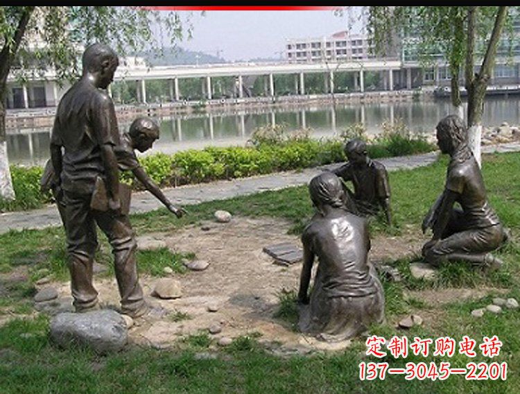 温州铸铜老师和学生雕塑