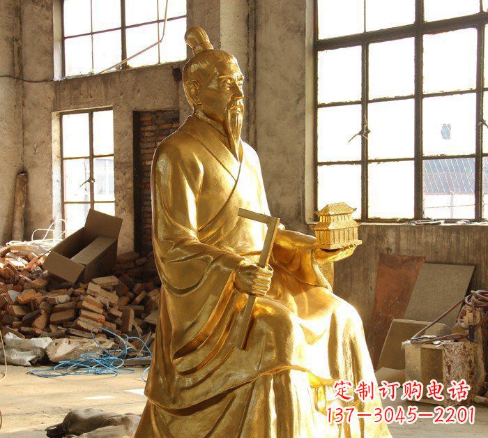 温州铸铜鲁班古代人物铜雕