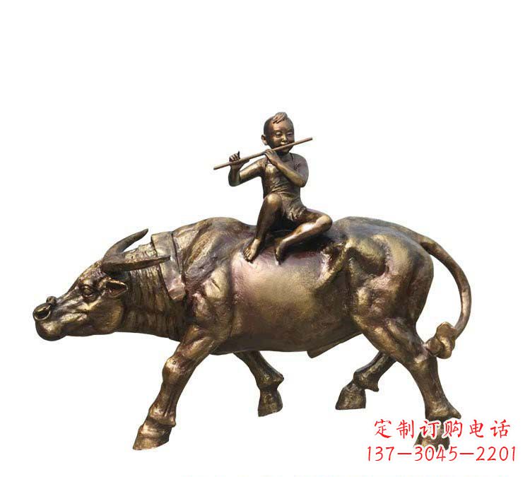 温州铸铜牧童牛雕塑