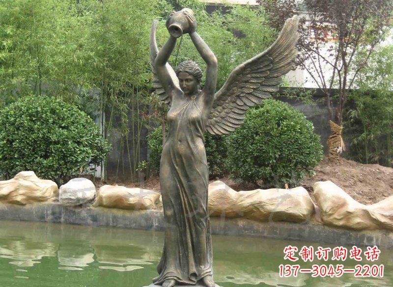 温州铸铜欧式人物喷泉雕塑