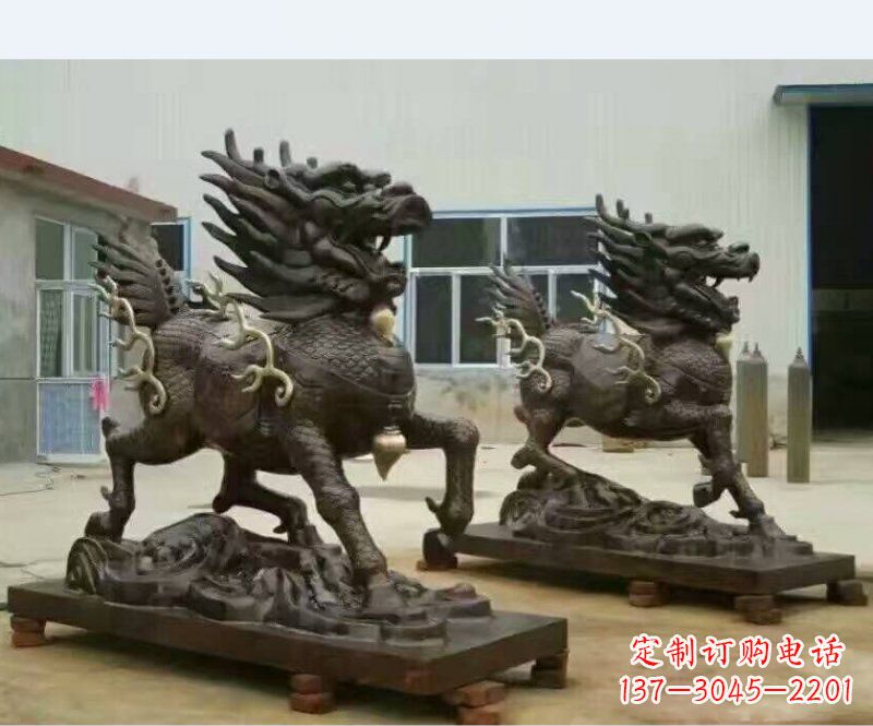 温州铸铜企业麒麟雕塑