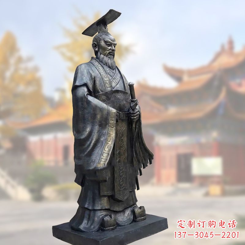 温州铸铜秦始皇铜雕塑像
