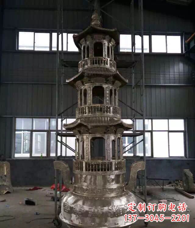 温州铸铜三层香炉铜雕